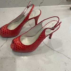 Stuart Weitzman Red Snakeskin Heels